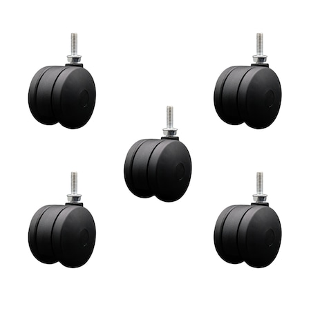 Service Caster 3'' Office Chair Casters Nylon Twin Wheel 5/16 Threaded Stem, 5PK SCC-UHTS02S75-NYS-5161810-5